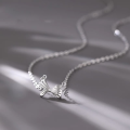wholesale S925 Sterling Silver Bow Dainty Necklace Women, Minimalist and Unique Design, Delicate Collarbone Chain, Fashionable and Niche-0-2