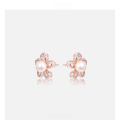 wholesale S925 Sterling Silver Fashionable Sweet and Elegant Pearl Earrings with Crystal Rhinestones and Mother-of-Pearl Creative Floral Stud Earrings for Women-0-0