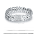 wholesale 925 Silver Hip Hop Cuban Three-Row Men's Full Diamond Bracelet with Moissanite 14MM European and American Manufacturers Cross-Border E-Commerce-0-1