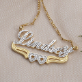 wholesale Metal material, cross-border best-selling hip-hop double-layer color-plated love name necklace with dropshipping-0-39