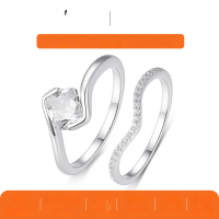 wholesale 925 Silver Set with Round Moissanite Ring, Independent Website Best-Selling Elegant and Stylish Combination Ring-Gold 1.2 carats (with certificate)  8 US