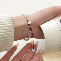 wholesale S925 silver, Nalan small and niche design, exquisite "Peace, Joy, and Prosperity" coin bag red string bracelet S7789-S925 Silver Bracelet 925 Silver