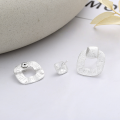 wholesale S925 Sterling Silver European and American Minimalist Geometric Hollow-Out Matte Textured Versatile Stud Earrings for Women-0-2
