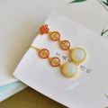 wholesale 925 Sterling Silver Inlaid with Hetian Jade, Enamel Chinese Knot and Jade Earrings, New Chinese Style, Wishing You Peace and Joy-0-5