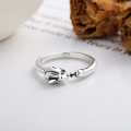 wholesale S925 Sterling Silver Korean-style Creative Cute Bunny Chasing Carrot Design Sweet and Versatile Open Ring-0-1