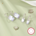 wholesale 925 Silver Cross-Border Hot-Sale Earrings, Geometric Square Zirconia High-End Design, Light Luxury Diamond-Inlaid Stud Jewelry-0-1