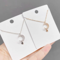 wholesale S925 Sterling Silver Diamond-Studded Hollowed-Out Star Moon Necklace for Women, Fashion Minimalist Ins Style Trendy Personalized Collarbone Chain with a Sense of High-End Sophistication-0-0