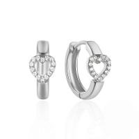 wholesale S925 Sterling Silver Geometric Love Open Earrings With Crystals, Irregular Design For Women-White Gold #4