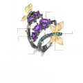 wholesale S925 Silver Natural Amethyst Ring, Secret Garden Series Designer Ring with Natural Butterfly Design-0-4
