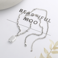 wholesale S925 Sterling Silver Korean Fashion Trendy Street Style Chunky Chain Cube Cuboid Pendant Choker Necklace-0-2