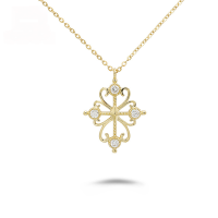 wholesale 18k Gold Yili Jewelry Manufacturer Wholesale Fashion Trendy Niche Versatile Luxury Style Hollow Full-Cut Diamond Necklace-Full reverse diamond necklace 18K