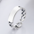 wholesale S925 Sterling Silver Chain Braided English Letter Design Open Ring Ins Fashion Commute Index Finger Ring-0-0