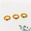 wholesale S925 silver gold-plated running rings turquoise and southern red agate Tang-pattern diamond-inlaid accessories bracelet necklace string ornaments DIY handmade spacer beads-0-3