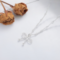 wholesale S925 Silver Korean-style Twist Braided Bow Ins Trendy Versatile Necklace for Women-0-0