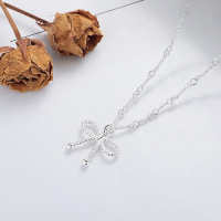 wholesale S925 Silver Korean-style Twist Braided Bow Ins Trendy Versatile Necklace for Women-YL578M/approx. 8.6g>925 silver