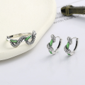 wholesale S925 Sterling Silver Vintage Antique-Style Snake Coil Design Resin Enamel Ring and Stud Earrings Set for Women-0-2