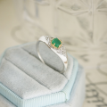 wholesale S925 silver gold-plated, natural green chrysoprase ring with color separation process, lightweight luxury vintage gift for women-0-2
