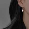 wholesale S925 Sterling Silver Vintage Teardrop Pearl Earrings for Women, High-End Elegant Ear Accessories with Unique Design-0-2