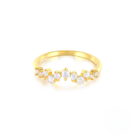 wholesale S925 Sterling Silver Creative Irregular Single-row Zircon Ring, Korean Style Trendy Index Finger Ring-Gold No. 7