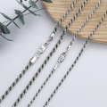 wholesale S925 Sterling Silver Retro Engraved Twist Chain DIY Freely Matched Chain Versatile Choker Necklace Sweater Chain-0-0