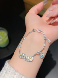 wholesale 999 Silver Lucky Bamboo Knot Agate and Broken Silver Bracelet for Women, Minimalist New Chinese Style Beaded Bracelet-0-19