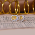 wholesale Sterling Silver Cloud Pearl Jewelry New Pale Yellow High Carbon Diamond Oval 7*9mm Ice Flower Cut Women's Earrings-0-2