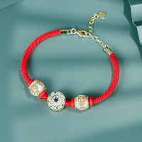 wholesale S925 Sterling Silver Dunhuang Style Women's Purely Silver Bracelet Best Friend Gift Couple Red String Luck Bead Jewelry Wholesale-Sterling Silver Beaded Bracelet 925 Silver