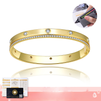wholesale S925 gold-plated silver, 28mm round double-sided design moissanite women's bracelet for versatile layering in an Instagram style-White gold (1.6ct) (46*56mm) Suitable for ages 16-17