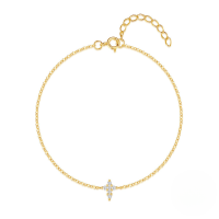 wholesale S925 Sterling Silver Cross Zircon Inlay Trendy Personalized Fashion Bracelet, Korean Japanese Minimalist Design-Gold 925 silver