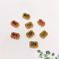wholesale S925 Gold-Plated Silver Natural Tourmaline Square Star Three-Connector Accessory Bracelet Necklace String Charm DIY Handmade Spacer Bead-0-7
