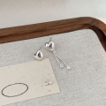wholesale S925 Sterling Silver Heart Tassel Earrings for Women, Luxury Fashion Small Heart-Shaped Earrings, Trendy New Style 2024-0-4
