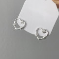 wholesale S925 Sterling Silver Hollow-Out Heart Stud Earrings, Niche Design, High-End Sense, Ins Minimalist Style, Women's Summer Earrings Trend-0-3