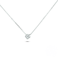 wholesale S925 Sterling Silver Petal Set With Zircon And Turquoise, A Minimalist European-style Accessory Collection-White Gold Necklace - White Diamond &gt; 925 Silver