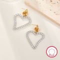 wholesale 925 Silver Cross-Border Best-Selling High-End Luxury Stud Earrings with Heart-Shaped Zirconia for Wholesale Women's Jewelry-0-2