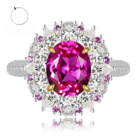 wholesale S925 Silver New Elegant 8*10 Pink Diamond Ring for Women, European and American French Style Fashion Versatile Design-R619 Pink Diamond No. 5