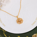 wholesale S925 Sterling Silver Gold-Plated New Vintage Medieval Openwork Floral Petal Pendant Necklace Pendant in Stock for Wholesale-0-3