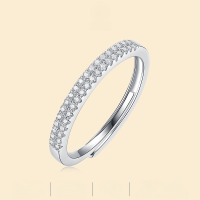 wholesale S925 Silver Moissanite Light-Chasing Women's Ring Stackable Ring In Stock Factory Direct Shipping-38 Moissanite diamonds &gt; Adjustable opening