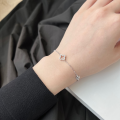 wholesale S925 Sterling Silver Korean-style Ins Fashion New Four-leaf Clover Round Diamond Zircon Design High-end Sense Bracelet for Women-0-2