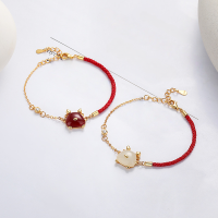 wholesale S925 Sterling Silver Zodiac Birth Year Hetian Jade Auspicious Adorable Dragon Red Rope Bracelet Creative National Trend Style-255FS/red about 3.3g>925 silver