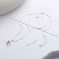 wholesale S925 Silver Korean Zircon Pink Heart Pendant Cute and Fresh Minimalist Design Necklace for Women-0-2