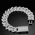 wholesale Full Size Cross-Border Hot Selling Sterling Silver Plated Moissanite Hip Hop 8/10/12/14/16mm Ultra Sparkly Cuban Chain Bracelet-0-8