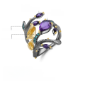 wholesale S925 Silver Russian Secret Garden Designer Gemstone Ring Natural Style Butterfly with Amethyst-0-0