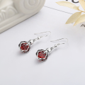 wholesale S925 Silver Fashion European and American Red Crystal Zircon Queen Style Trendy Creative Versatile Earrings Ear Clips-0-1