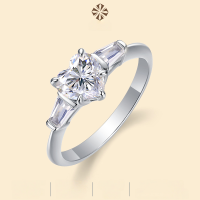 wholesale S925 Sterling Silver Cross-border New Style Love from the Heart Ring with Moissanite Closed Adjustable Ring, Hot Sale on Temu from the Source Wholesale-Moissanite heart-shaped diamond 1 carat US 9