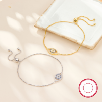 wholesale 925 Sterling Silver Stretch Bead Evil Eye Zircon Bracelet, Light Luxury High-End European and American Foreign Trade Jewelry-gold