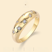 wholesale 925 Silver Gold-Plated Ring for Women, Light Luxury High-End Sense, Full Starry Sky Moissanite Ring, Ins Style-7 Moissanite Diamonds US No. 7