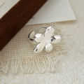 wholesale S925 Sterling Silver Korean Style Floral Ring for Women, Minimalist and Elegant Adjustable Open Band, High-End Versatile Design-0-1