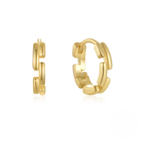 wholesale S925 Sterling Silver Geometric Zircon-inlaid Star And Moon Ear Hoops,。-Gold #1