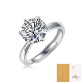 wholesale S925 Silver Genuine D Color Moissanite Ring, 1 Carat, Engagement Wedding Proposal Couple Women's Ring, Colorfast-0-24