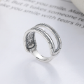 wholesale S925 Sterling Silver Retro Vintage Creative Wide Band Ring with Ancient Style Text, Designed for Both Men and Women-0-0